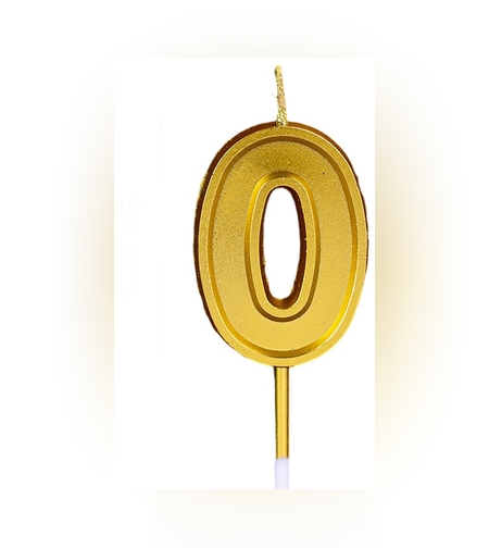 Lumanare pentru Tort Cifra 0, Flippy, 4.8 cm, Aniversare, Aurie