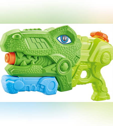 Pistol cu Apa pentru Copii, Rezervor, Pentru Piscina/Plaja, Flippy, 6ani+, Tiranozaur, 3 duze, Verde, 1440ML