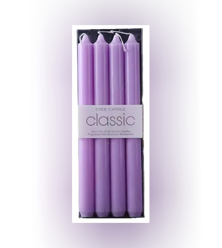 Set 4 Lumanari, Flippy, pentru Suport de Masa, Fara Miros si Fum, din Parafina, 2.2 x 25 cm, Mov
