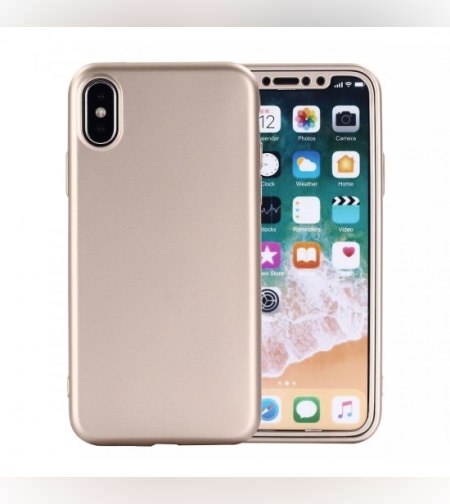 Husa Huawei P10 Plus Full Silicone 360 Auriu + Folie de protectie