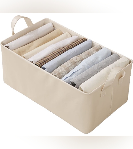 Cutie de Depozitare Tip Cos, Flippy, Material Piele Ecologica, Pliabila, 47x28x20 cm, 26 l, Cadru Metalic, cu Manere, Bej