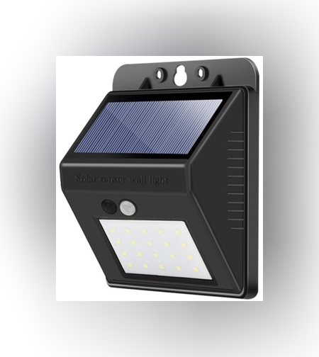 Lampa cu incarcare solara si senzor de miscare pentru exterior, 20 LED cu distanta de inductie, montaj pe perete, fara cabluri, Flippy