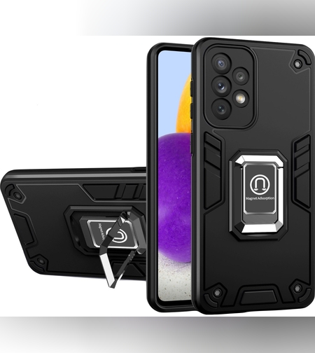 Husa Iron Warriors pentru iPhone 14 Pro Max, Flippy,  Hybrid Ring Holder Kickstand, Negru