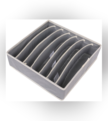 Cutie De Depozitare, Flippy, Pentru Lenjerie, Sosete Si Sutiene, Material Textil, 7 Compartimente, 32 x 32 x 10 cm, Culoare Gri