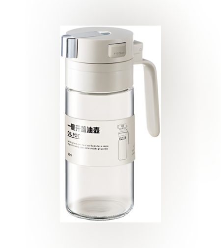 Dispenser pentru Ulei, Flippy, Deschidere si Inchidere Automata a Rezervorul, cu Inductie Gravitationala, 550 ml, 12x7.6x20.5 cm, Alb