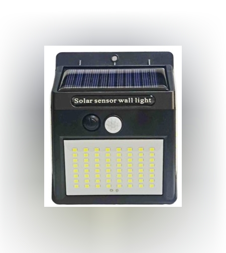 Lampa cu incarcare solara si senzor de miscare pentru exterior, 64 LED cu distanta de inductie, montaj pe perete, fara cabluri, Flippy