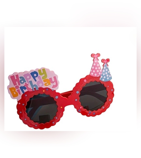 Ochelari Decorativi, Flippy, pentru Petrecere, din ABS, Unisex, Model Happy Birthday, 13.5 x 8.5 cm, Rosu