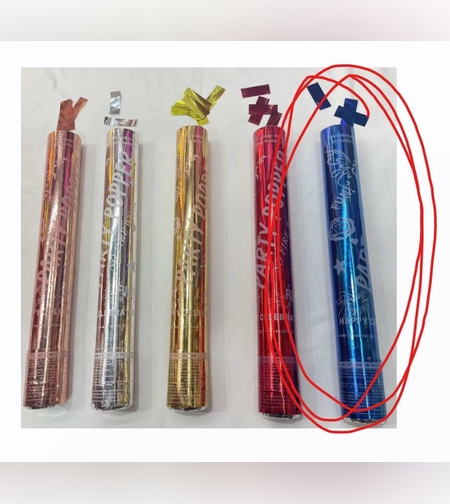 Tub de Confetti, Flippy, Party Popper, 30x5 cm, Confetii Lucioase Rezistente la Foc, Eliberare prin Rasucire, Albastru