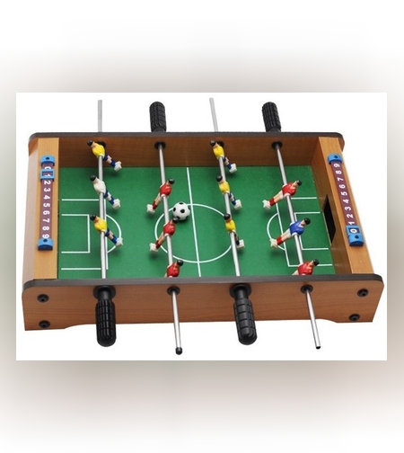 Masa de fotbal cu teren si 12 jucatori Flippy, cu tablou pentru scor, din metal, lemn si ABS, 34.5 x 23 x 7 cm, pentru copii