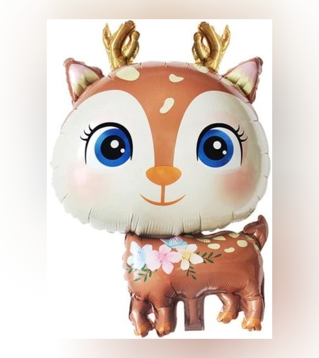 Balon din Folie Metalizata, Flippy, Mini Figurine, Model Cerb, Tematica Aniversare, 49x74.5 cm, Ambalaj Individual, Pai Inclus, Umflare cu Aer sau Heliu, Maro