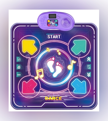 Jucarie Interactiva, Flippy, Covor Muzical de Dans, 4-6 Ani, Bluetooth, 4 Moduri, 90 x 90 cm, Mov