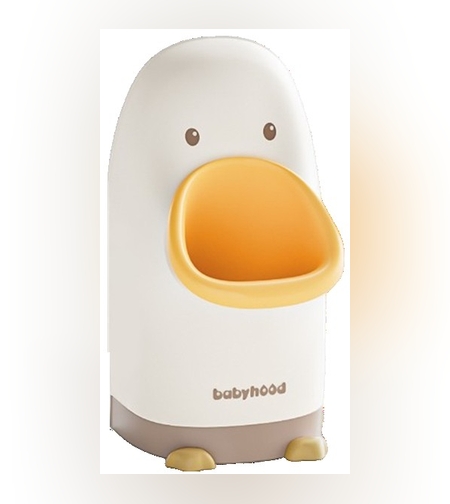 Olita tip Pisoar pentru Copii, Flippy, +1an, Portabila, Design Ratusca, Model Prietenos, Non-Toxic, Usor de Curatat, 23.3 x 24 x 43 cm, Alb/Galben