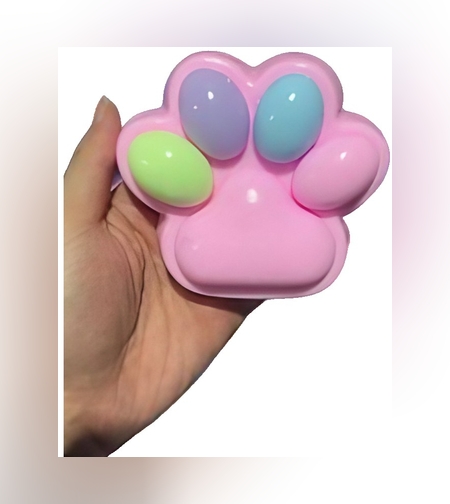 Jucarie Antistres Squishy, Flippy, cu Revenire Lenta, Squeeze Pinch Family, Model Cat Paw, 12.5x10.5 cm, 220g, Ambalaj Transparent, Model 023, Multicolor