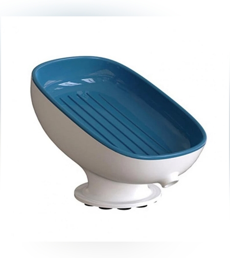 Savoniera din Plastic, Flippy, cu Ventuza, Design Modern, Albastru