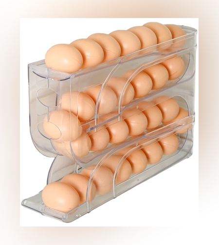 Suport Organizator pentru Oua, Flippy, pentru Frigiderul, Patru straturi,  32x20x7 cm, Transparent