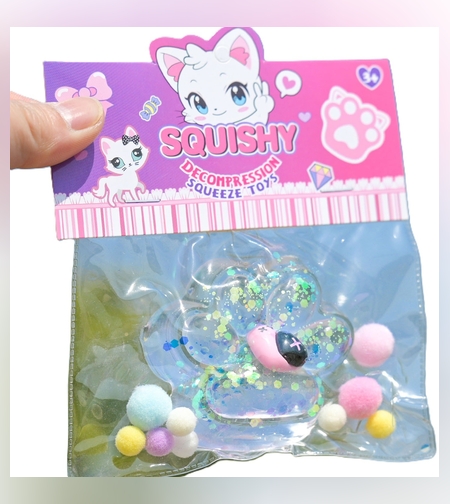 Jucarie Antistres Squishy, Flippy, Labuta de Pisica Squeeze Toys, cu Revenire Lenta, 7.5 cm, Model 270520, Multicolor