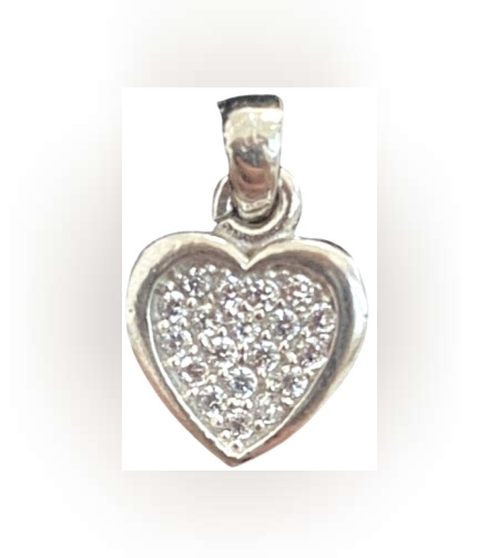 Pandantiv, Jolie Silver, Argint 925, Model Inima cu Zirconii, 0.7 g, 10x10 mm