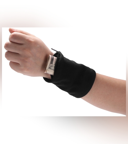 Banderola pentru Încheietura Mainii, Flippy, Suport Carduri si Chei, Multifunctional, cu Fermoar, Impermeabil, Confortabil, Negru