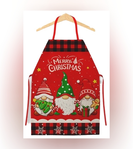 Sort de Bucatarie Decorativ, Flippy, Tema Craciun, 50 x 70 cm, Model 3 Elfi, din Poliester, Rosu