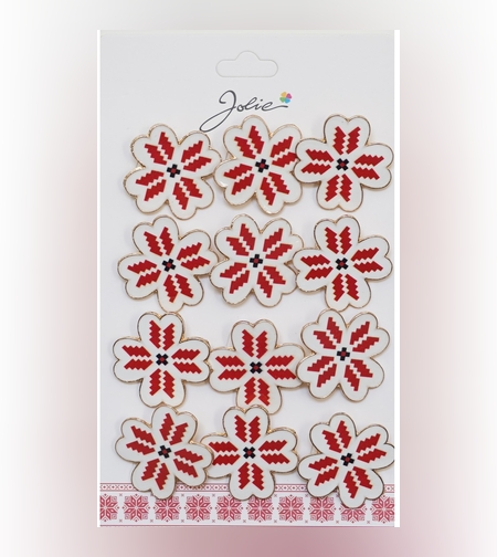 Set 12 Brose Martisor Primavara Trifoi cu Motiv Traditional Rosu