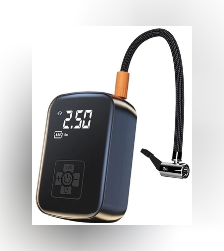 Pompa de Aer Wireless, Flippy, Portabila, 150 PSI, Pentru Anvelope si Mingi, Baterie 2000 mAh, Afisaj Digital, 12.7 x 8.5 cm, Negru