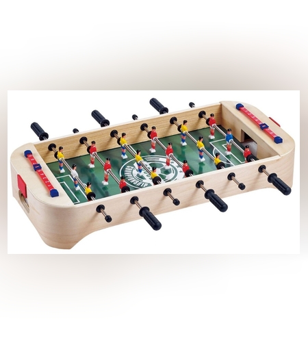 Masa de Fotbal cu Teren, Flippy, fara Picioare, 6 Manere, Tablou de Scor, 51.5 x 10 x 25.5 cm, din Lemn/Otel, Crem/Verde