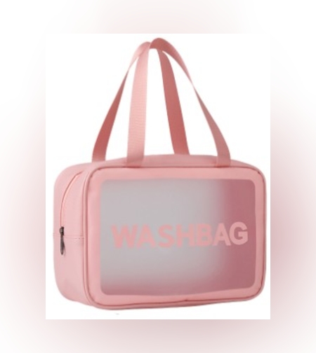 Geanta Cosmetice de Voiaj, Flippy, Impermeabila, Translucida Mata, 26 x 15 x 10 cm, Roz