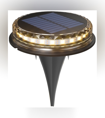 Lampa solara LED tip spot pentru gradina Flippy, 8 LED-uri, material ABS si Policarbonat, baterie 1.2V, 600mah, 12 x 13.5 cm, alb cald