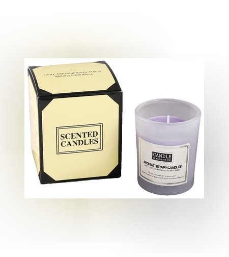 Lumanare Parfumata, Flippy, Model Borcan Translucid, 6.2 x 5.2 cm, Aroma de Lavanda, Mov