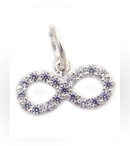 Pandantiv, Jolie Silver, Argint 925, Model Infinit cu Pietre, Model Random, Zirconii, 10 x 12 mm, 0.6 g