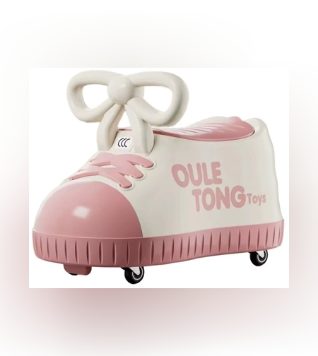 Masina pentru Copii, Flippy, Model Pantof, 4 Roti, 1-6 ani, Cutie de Depozitare, din ABS, 48 x 27 x 34 cm, Roz