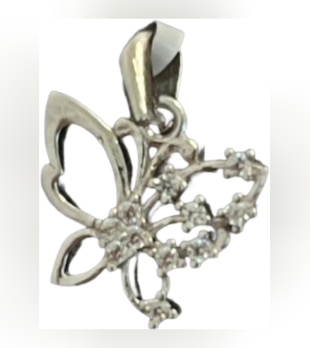 Pandantiv din Argint 925 Jolie Silver, Model Fluturas Rodiat cu Zirconii, 20 x 15 mm, 1.6 g
