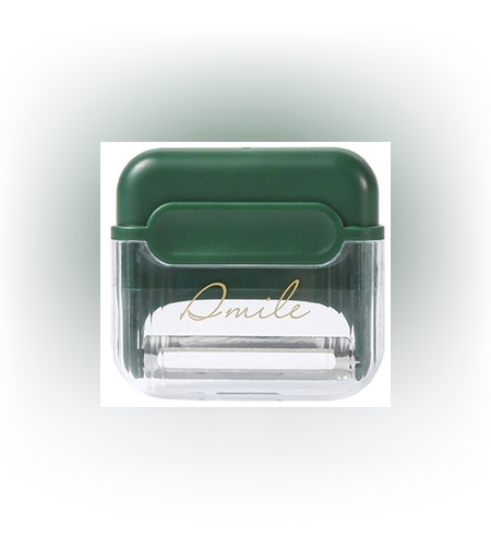 Decojitor/Curatator manual de legume si fructe, Flippy, portabil, cu magnet, doua lame, Inox, Verde, 6.7x6x1.6 cm