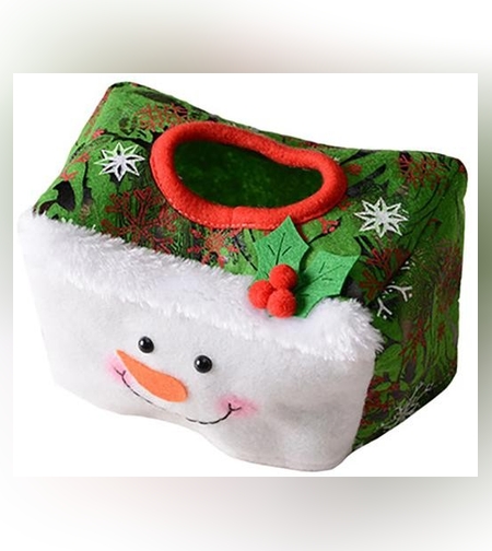 Cutie Decorativa pentru Servetele, Flippy, Model Om de Zapada, Tematica Craciun, 16 x 10 cm, Verde