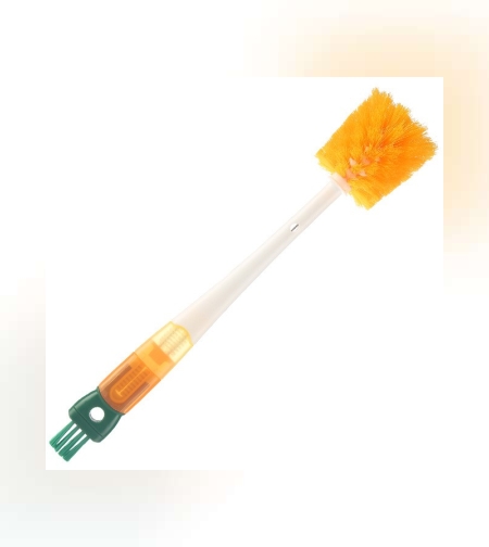 Perie 5 in 1 de Curatat Pahare, Cani, Sticle, Flippy, cu Maner Lung, Accesorii pentru Spalarea Paielor si Capacelor, Usor de Agatat, 36x7x7cm, Portocaliu-Alb