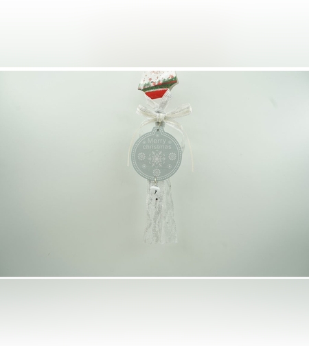 Ornament de brad medalion, Flippy, gri, lemn, 25 cm