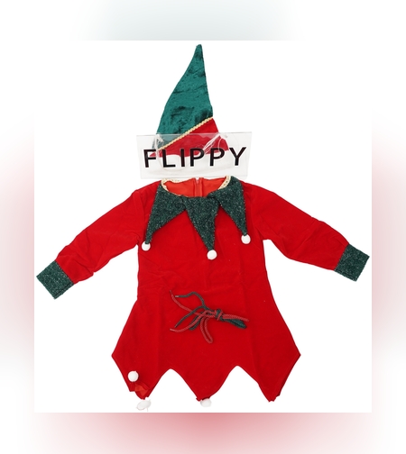 Costum Craciun pentru Fetite, Flippy, Spiridus, rosu, 4 - 6 ani, catifea