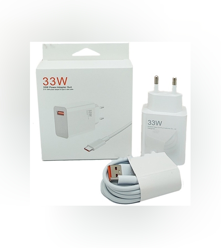 Incarcator Retea Super Charge pentru Telefon, Flippy, 33W Standard UE, Port USB-B cu Cablu TYPE-C de 1m Inclus, Alb