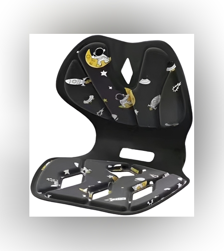 Suport pentru Scaun, Flippy, pentru Corectarea Posturii, Portabil, Pliabil, Ergonomic, Ameliorare Durere, Respirabil, 35x32x30 cm, Marime L, Model Rachete, Negru