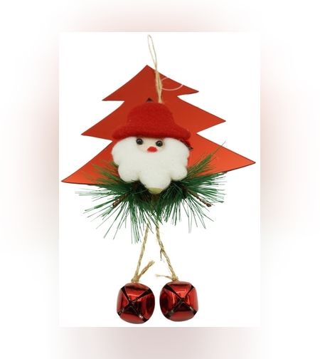 Ornament brad, Flippy, Brad cu clopotei, Rosu, Lucios, 15*20CM, Acril, Interior/ Exterior