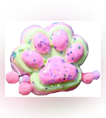 Jucarie Antistres Squishy, Flippy, Revenire Lenta, Model Labuta de Pisica, Squishy, BIG 12.5 x 10.5 cm, 220 g, Model 22, Roz Verde