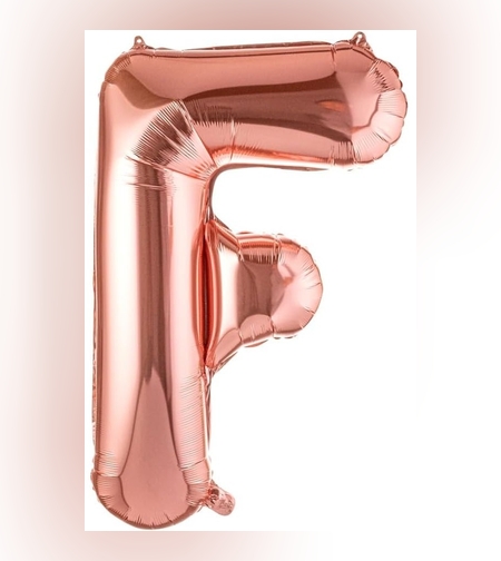 Balon Folie Metalizata Litera F, Flippy, 100 cm, Umflati cu Heliu sau Aer, Ambalaj Individual, Pai inclus, Rose Gold