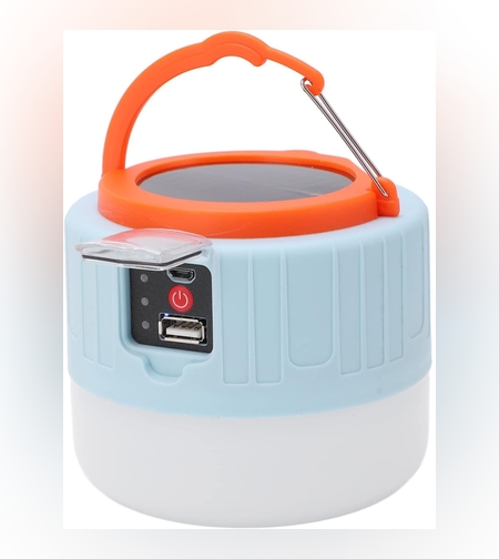 Lampa Portabila, Flippy, Incarcare Solara + USB, Afisaj Inteligent al Bateriei, Raza de Actiune 32 mp, 6x9x11 cm, 3 Moduri, Alb