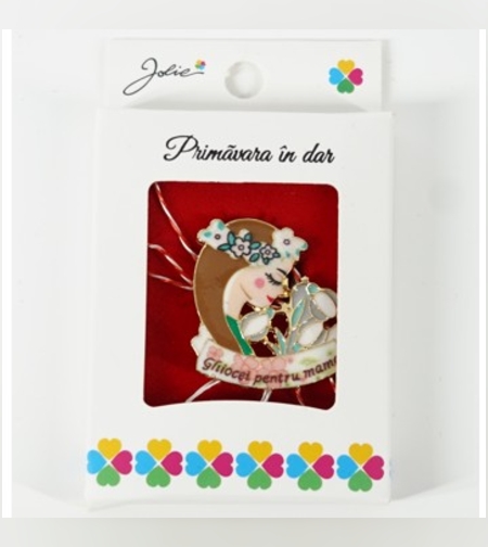 Martisor Brosa Mica in Cutie, Dimensiune Brosa 2.5-3 cm, Material Metal, Model 