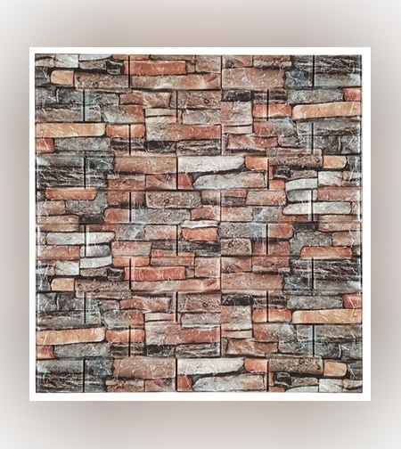 Set 10 Stickere de Perete, Flippy, Autoadezive, 70 x 77 cm, 3.5 mm Grosime, Suprafata Acoperita 5.3 mp, din PVC, Model Caramida, Multicolor