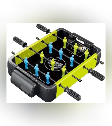 Masa de Fotbal 3in1, Flippy, Basket, Curling, 4 Manere, cu Tablou de Scor, din ABS, pentru Adulti/Copii +5 Ani, 36.5 x 6.6 x 22.5 cm, Verde/Negru