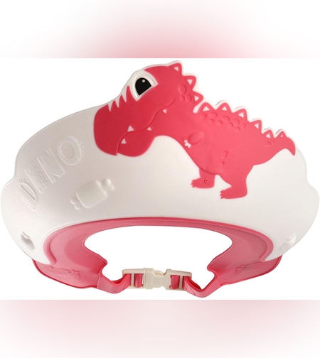 Viziera de Protectie Baie Pentru Copii, Fippy, Model Dinozaur, Dimensiune ajustabila, Durabil, Usor de curatat, Impotriva Samponului, pentru Ochi si Urechi, TPE+PP, 22x21 cm, Rosu