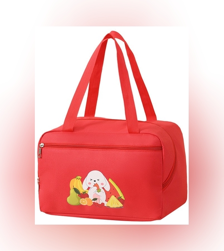 Geanta Termo-Izolanta, Flippy, Compartimente Telefon si Tacamuri, Multifunctionala, Impermeabila, 30x21x20 cm, Design Iepuras, Rosu