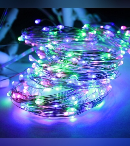 Instalatie Craciun, 5 metri, 50 LED-uri, USB, Telecomanda cu 8 functii, Multicolor, Flippy