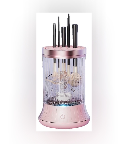 Dispozitiv Portabil de Curatare a Pensulelor de Machiaj, Flippy, pentru Pensule de Diferite Dimensiuni, 5V, 7000RPM, Vibratii Sonice, USB Type C, 9x9x16 cm, Roz